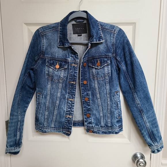 BlankNYC Cropped Denim Jacket, XS, Blue w/Copper Hardware - Picture 1 of 8